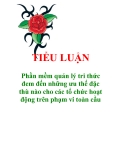 Tiểu luận "Phần mềm quản lý tri thức đem đến những ưu thế đặc thù nào cho các tổ chức hoạt động trên phạm vi toàn cầu "