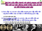Vai trò của đấu tranh và cách mạng xã hội đối với sự vận động phát triển của xã hội  có đối kháng giai cấp