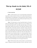 Thủ tục thanh tra tài chính; Mã số 012249 