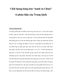 Chất lượng hàng hóa “made in China” và phản biện của Trung Quốc 