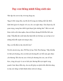 Dạy con thông minh bằng cách nào