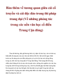 Bàn thêm về tương quan giữa cái cổ truyền và cái độc đáo trong thi pháp trung đại (Về những phóng tác trong các nền văn học cổ điển Trung Cận đông)