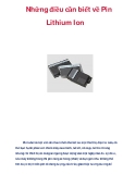 Những điều cần biết về Pin Lithium Ion  