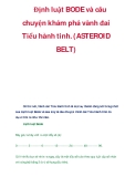Định luật BODE và câu chuyện khám phá vành đai Tiểu hành tinh. (ASTEROID BELT) 