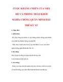 Giáo án Lịch sử lớp 7 : Tên bài dạy : CUỘC KHÁNG CHIẾN CỦA NHÀ HỒ VÀ PHONG TRÀO KHỞI NGHĨA CHỐNG QUÂN MINH ĐẦU THẾ KỶ XV 