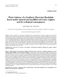 Báo cáo khoa học: "Water balance of a Southern Moravian floodplain forest under natural and modified soil water regimes and its ecological consequences"