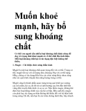 Muốn khoẻ mạnh, hãy bổ sung khoáng chất