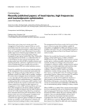 Báo cáo y học: "Recently published papers: of head injuries, high frequencies and haemodynamic optimization"