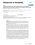Báo cáo y học: "Psychosocial factors and their predictive value in chiropractic patients with low back pain: a prospective inception cohort study"