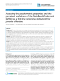 Báo cáo y học: "Assessing the psychometric properties and the perceived usefulness of the BasisRaadsOnderzoek (BARO) as a first-line screening instrument for juvenile offenders"