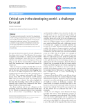 Báo cáo y học: "Critical care in the developing world - a challenge for us all"
