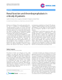 Báo cáo y học: " Renal function and thromboprophylaxis in critically ill patients"