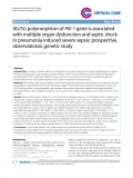 Báo cáo y học: "4G/5G polymorphism of PAI-1 gene is associated with multiple organ dysfunction and septic shock in pneumonia induced severe sepsis: prospective, observational, genetic study"