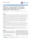 Báo cáo y học: "Differences in organ dysfunctions between neonates and older children: a prospective, observational, multicenter study"