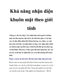 Khả năng nhận diện khuôn mặt theo giới tính