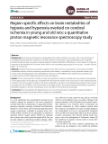 Region-specific effects on brain metabolites of hypoxia and hyperoxia overlaid on cerebral ischemia in young and old rats: a quantitative proton magnetic resonance spectroscopy stud