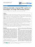 Báo cáo y học: "Defining potentially conserved RNA regulons of homologous zinc-finger RNA-binding proteins"