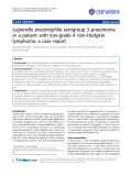 báo cáo khoa học: " Legionella pneumophila serogroup 3 pneumonia in a patient with low-grade 4 non-Hodgkin lymphoma: a case report"