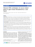 báo cáo khoa học: "Aberrant DNA methylation of cancer-related genes in giant breast fibroadenoma: a case report"