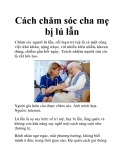 Cách chăm sóc cha mẹ bị lú lẫn