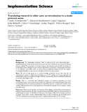 Báo cáo y học: " Translating research in elder care: an introduction to a study protocol series"
