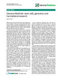 báo cáo khoa học: "Genome Medicine: stem cells, genomics and translational research"
