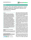 báo cáo khoa học: "Embryonic stem cell-specific signatures in cancer: insights into genomic regulatory networks and implications for medicine"
