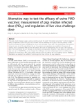 Báo cáo y học: "Alternative way to test the efficacy of swine FMD vaccines: measurement of pigs median infected dose (PID50) and regulation of live virus challenge dose"