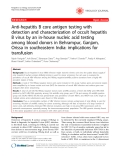 Báo cáo y học: " Anti-hepatitis B core antigen testing with detection and characterization of occult hepatitis B virus by an in-house nucleic acid testing among blood donors in Behrampur, Ganjam, Orissa in southeastern India: implications for transfusion"