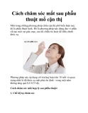 Cách chăm sóc mắt sau phẫu thuật mổ cận thị