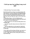 Cách tạo mục lục tự động trong word 2007