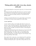 Những phần mềm diệt virus nhẹ, nhanh, miễn phí