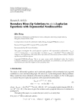 Báo cáo hóa học: " Research Article Boundary Blow-Up Solutions to p x -Laplacian Equations with Exponential Nonlinearities Qihu Zhang"