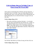 Cách sử dụng công cụ Cut hoặc Copy và Paste trong MS Word 2003