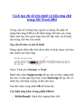 Cách tạo chỉ số trên dưới và hiệu ứng chữ trong MS Word 2003