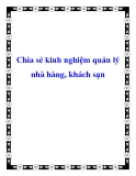 Chia sẻ kinh nghiệm quản lý nhà hàng, khách sạn