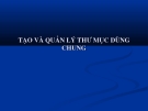 TẠO VÀ QUẢN LÝ THƯ MỤC CHUNG