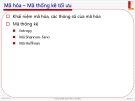 Mã hóa – Mã thống kê tối ưu Khái niệm mã hóa, các thông số của mã