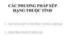 CÁC PHƯƠNG PHÁP XẾP HẠNG THUỘC TÍNH