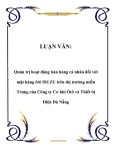 LUẬN VĂN:  Quản trị hoạt động bán hàng cá nhân đối với mặt hàng ôtô ISUZU trên thị trường miền Trung của Công ty Cơ khí Ôtô và Thiết bị Điện Đà Nẵng