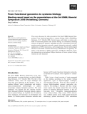 Báo cáo khoa học: From functional genomics to systems biology Meeting report based on the presentations at the 3rd EMBL Biennial Symposium 2006 (Heidelberg, Germany) Sergii Ivakhno