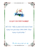 Luận văn tốt nghiệp: Đầu tư phát triển kinh tế tỉnh Lạng Sơn giai đoạn 2004-2009: Thực trạng và giải pháp