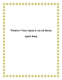 Windows Vista: Quản lý các tài khoản khách hàng