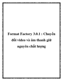 Format Factory 3.0.1 : Chuyển đổi video và âm thanh giữ nguyên chất lượng