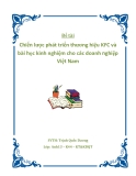 Đề tài Chiến lược phát triển thương hiệu KFC và bài học kinh nghiệm cho các doanh nghiệp Việt Nam