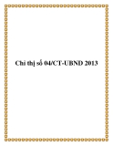 Chỉ thị số 04/CT-UBND 2013