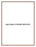 Văn bản số 928/QĐ-UBND 2013