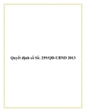 Quyết định số Số: 259/QĐ-UBND 2013