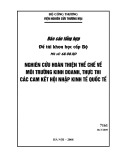 Đề tài khoa học cấp Bộ: Nghiên cứu hoàn thiện thể chế về môi trường kinh doanh, thực thi các cam kết hội nhập kinh tế quốc tế