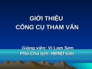 Bài giảng Giới thiệu công cụ tham vấn - GV. Vi Lam Sơn
